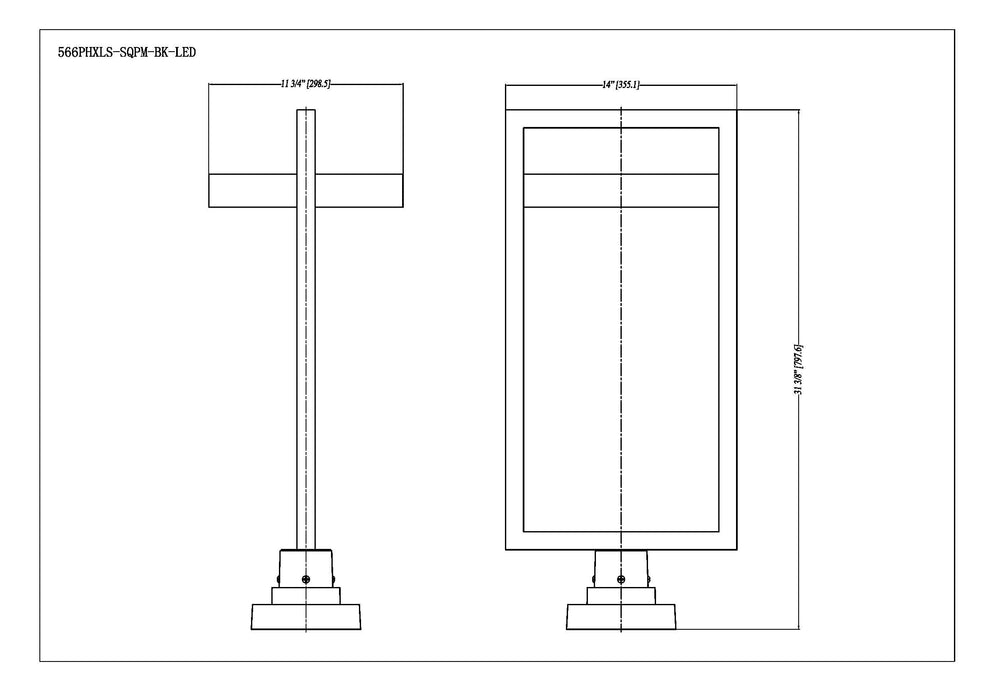 Outdoor Pier Mounted Fixture Z-Lite 566PHXLS-SQPM-BK-LED Black Luttrel 1 Light Outdoor Pier Mounted Fixture Z-Lite
