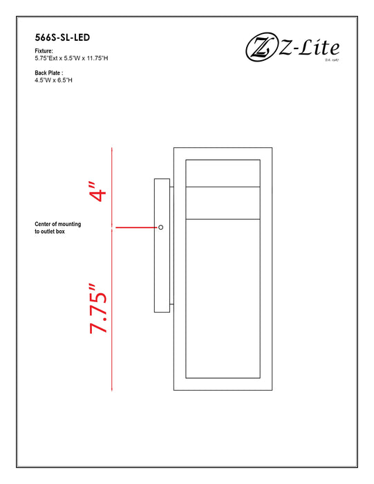 Outdoor Wall Light Z-Lite 566S-SL-LED Silver Luttrel 1 Light Outdoor Wall Light Z-Lite