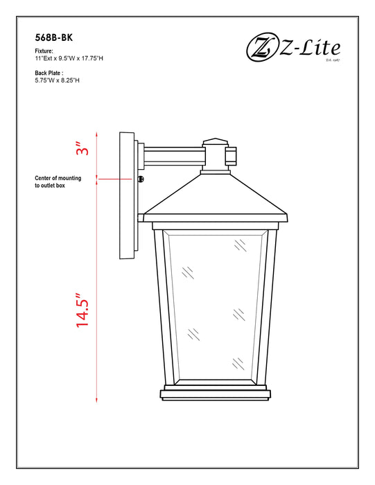 Outdoor Wall Light Z-Lite 568B-BK Black Beacon 2 Light Outdoor Wall Light Z-Lite