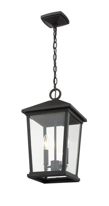 Outdoor Chain Mount Ceiling Fixture Z-Lite 568CHB-BK Black Beacon 2 Light Outdoor Chain Mount Ceiling Fixture Z-Lite