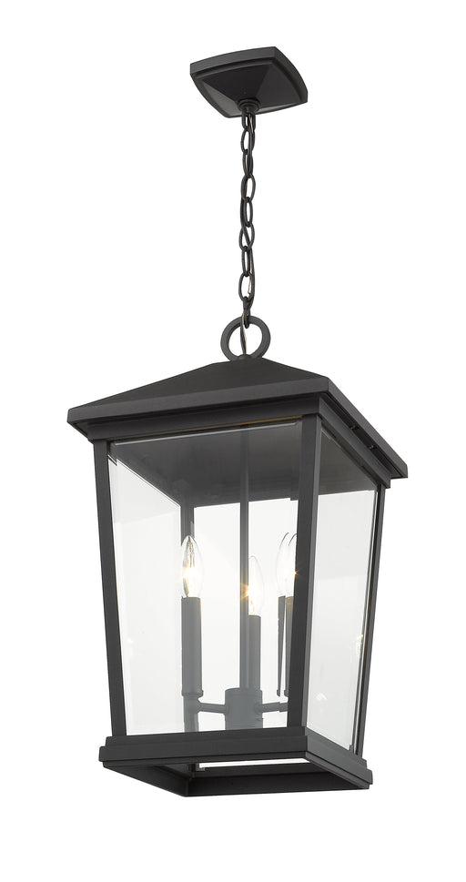 Outdoor Chain Mount Ceiling Fixture Z-Lite 568CHXL-BK Black Beacon 3 Light Outdoor Chain Mount Ceiling Fixture Z-Lite