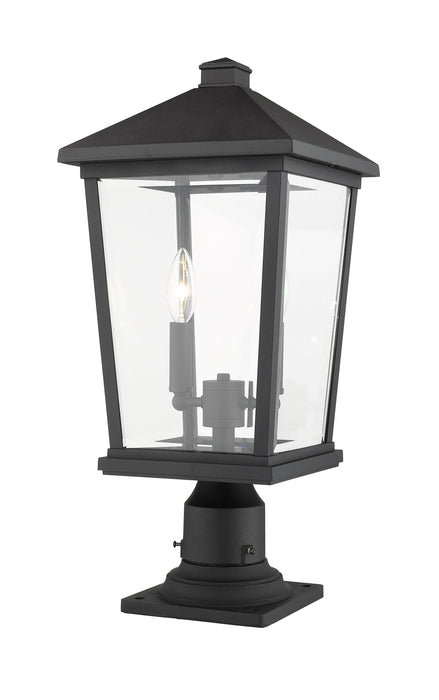 Outdoor Pier Mounted Fixture Z-Lite 568PHBR-533PM-BK Black Beacon 2 Light Outdoor Pier Mounted Fixture Z-Lite