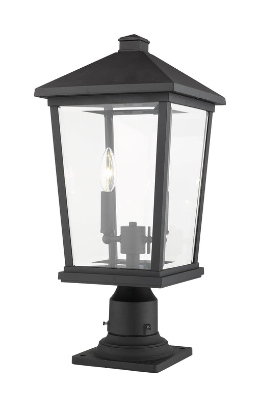 Outdoor Pier Mounted Fixture Z-Lite 568PHBR-533PM-BK Black Beacon 2 Light Outdoor Pier Mounted Fixture Z-Lite