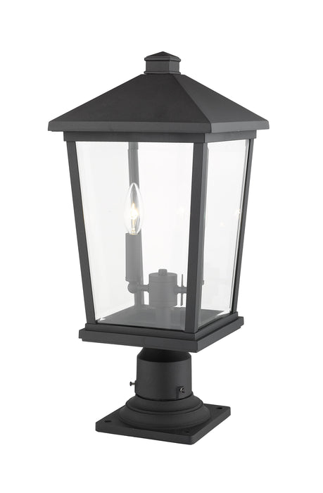 Outdoor Pier Mounted Fixture Z-Lite 568PHBR-533PM-BK Black Beacon 2 Light Outdoor Pier Mounted Fixture Z-Lite