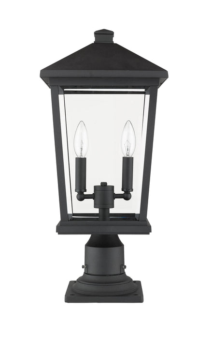 Outdoor Pier Mounted Fixture Z-Lite 568PHBR-533PM-BK Black Beacon 2 Light Outdoor Pier Mounted Fixture Z-Lite