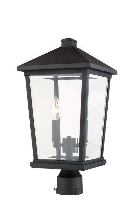Outdoor Post Mount Fixture Z-Lite 568PHBR-BK Black Beacon 2 Light Outdoor Post Mount Fixture Z-Lite