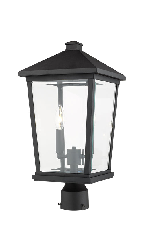 Outdoor Post Mount Fixture Z-Lite 568PHBR-BK Black Beacon 2 Light Outdoor Post Mount Fixture Z-Lite
