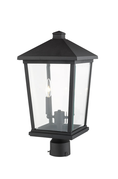Outdoor Post Mount Fixture Z-Lite 568PHBR-BK Black Beacon 2 Light Outdoor Post Mount Fixture Z-Lite