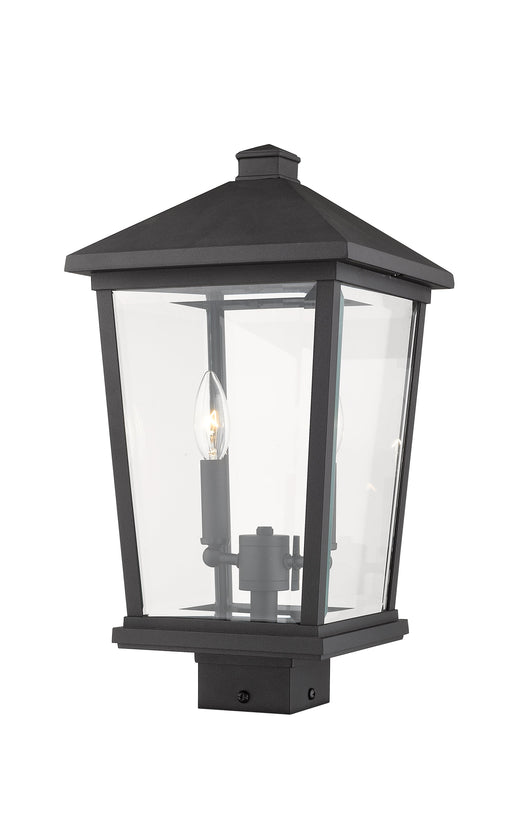 Outdoor Post Mount Fixture Z-Lite 568PHBS-BK Black Beacon 2 Light Outdoor Post Mount Fixture Z-Lite