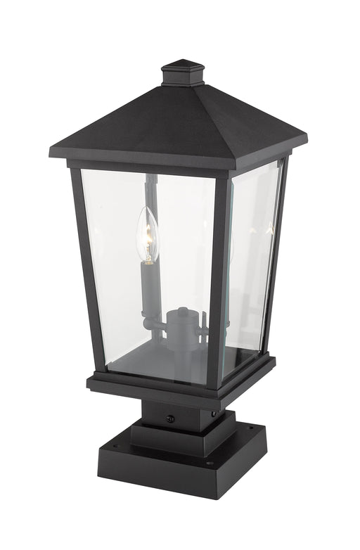 Outdoor Pier Mounted Fixture Z-Lite 568PHBS-SQPM-BK Black Beacon 2 Light Outdoor Pier Mounted Fixture Z-Lite