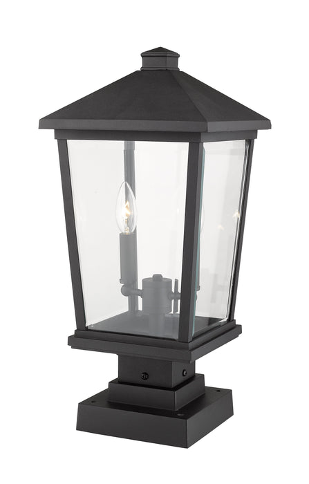 Outdoor Pier Mounted Fixture Z-Lite 568PHBS-SQPM-BK Black Beacon 2 Light Outdoor Pier Mounted Fixture Z-Lite