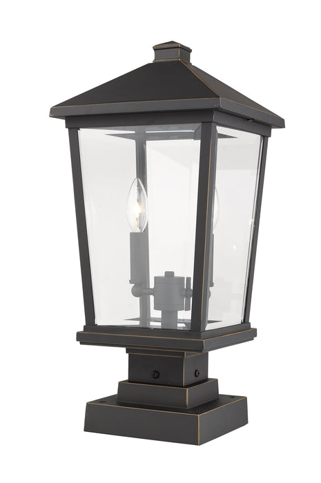Outdoor Pier Mounted Fixture Z-Lite 568PHBS-SQPM-ORB Oil Rubbed Bronze Beacon 2 Light Outdoor Pier Mounted Fixture Z-Lite