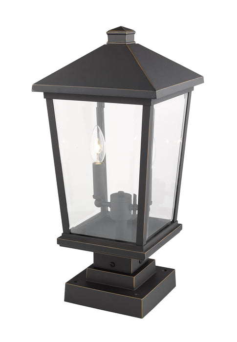 Outdoor Pier Mounted Fixture Z-Lite 568PHBS-SQPM-ORB Oil Rubbed Bronze Beacon 2 Light Outdoor Pier Mounted Fixture Z-Lite