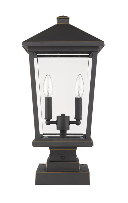 Outdoor Pier Mounted Fixture Z-Lite 568PHBS-SQPM-ORB Oil Rubbed Bronze Beacon 2 Light Outdoor Pier Mounted Fixture Z-Lite