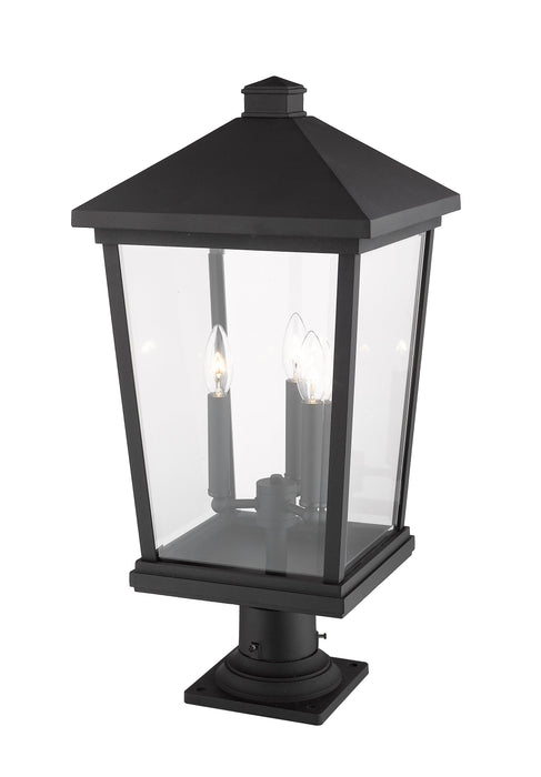 Outdoor Pier Mounted Fixture Z-Lite 568PHXLR-533PM-BK Black Beacon 3 Light Outdoor Pier Mounted Fixture Z-Lite