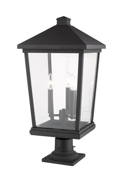 Outdoor Pier Mounted Fixture Z-Lite 568PHXLR-533PM-BK Black Beacon 3 Light Outdoor Pier Mounted Fixture Z-Lite