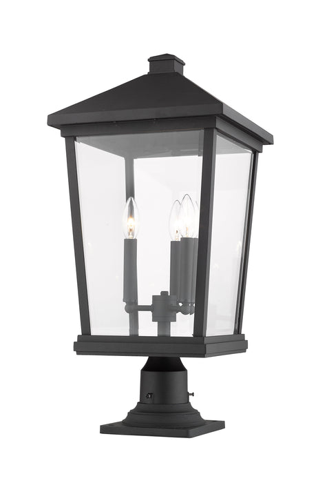 Outdoor Pier Mounted Fixture Z-Lite 568PHXLR-533PM-BK Black Beacon 3 Light Outdoor Pier Mounted Fixture Z-Lite