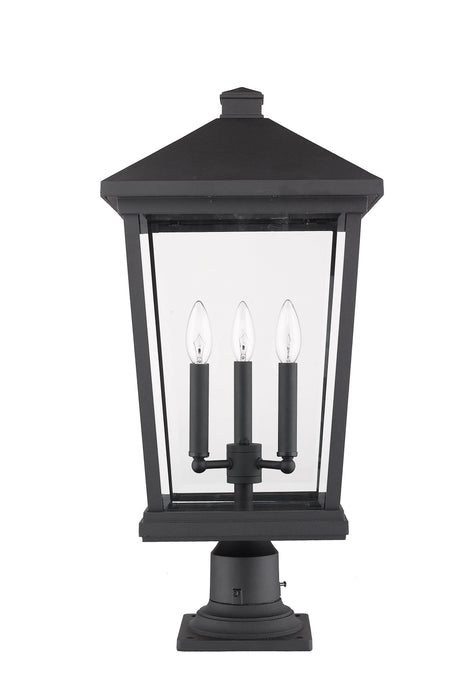 Outdoor Pier Mounted Fixture Z-Lite 568PHXLR-533PM-BK Black Beacon 3 Light Outdoor Pier Mounted Fixture Z-Lite