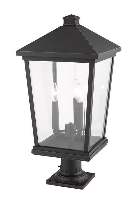 Outdoor Pier Mounted Fixture Z-Lite 568PHXLR-533PM-ORB Oil Rubbed Bronze Beacon 3 Light Outdoor Pier Mounted Fixture Z-Lite