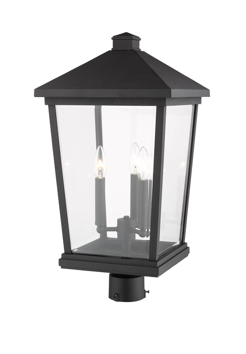 Outdoor Post Mount Fixture Z-Lite 568PHXLR-BK Black Beacon 3 Light Outdoor Post Mount Fixture Z-Lite