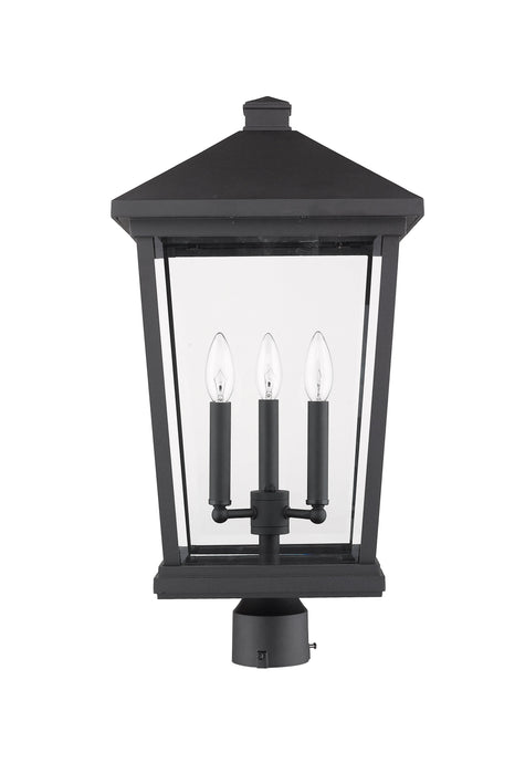 Outdoor Post Mount Fixture Z-Lite 568PHXLR-BK Black Beacon 3 Light Outdoor Post Mount Fixture Z-Lite