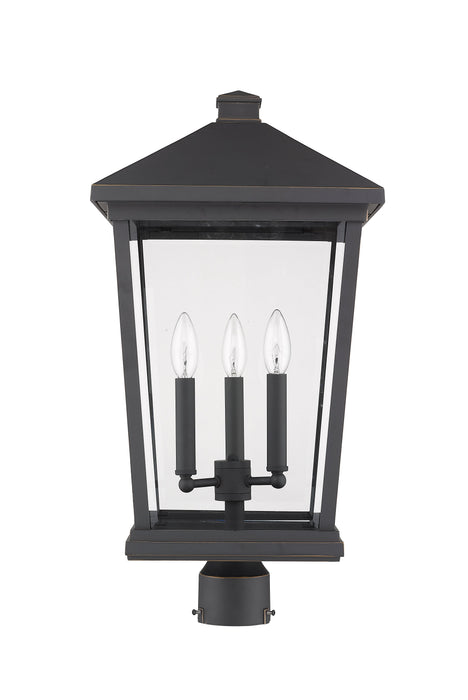 Outdoor Post Mount Fixture Z-Lite 568PHXLR-ORB Oil Rubbed Bronze Beacon 3 Light Outdoor Post Mount Fixture Z-Lite