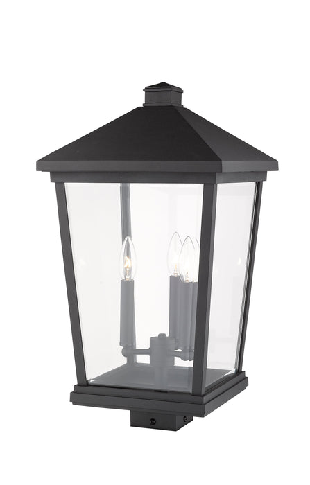 Outdoor Post Mount Fixture Z-Lite 568PHXLS-BK Black Beacon 3 Light Outdoor Post Mount Fixture Z-Lite