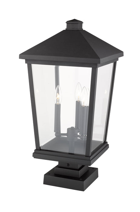 Outdoor Pier Mounted Fixture Z-Lite 568PHXLS-SQPM-BK Black Beacon 3 Light Outdoor Pier Mounted Fixture Z-Lite