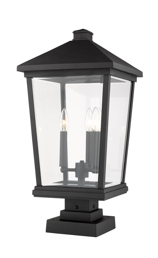 Outdoor Pier Mounted Fixture Z-Lite 568PHXLS-SQPM-BK Black Beacon 3 Light Outdoor Pier Mounted Fixture Z-Lite