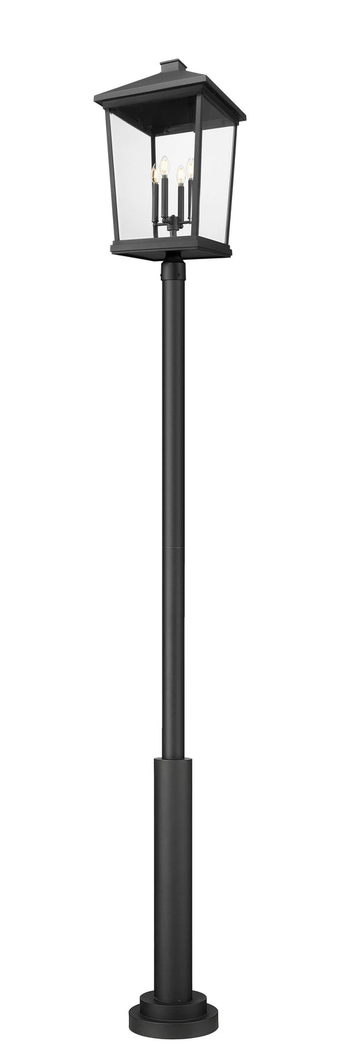 Outdoor Post Mounted Fixture Z-Lite 568PHXXLR-5010P-BK Black Beacon 4 Light Outdoor Post Mount Fixture Z-Lite