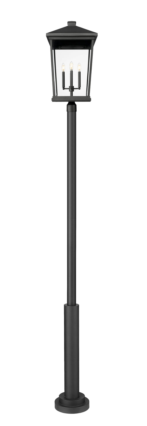 Outdoor Post Mounted Fixture Z-Lite 568PHXXLR-5010P-BK Black Beacon 4 Light Outdoor Post Mount Fixture Z-Lite