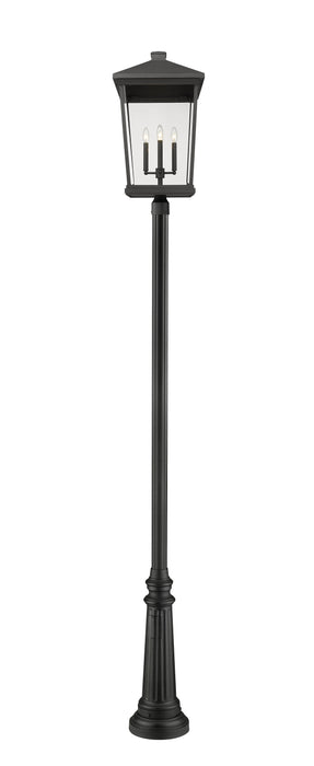 Outdoor Post Mounted Fixture Z-Lite 568PHXXLR-511P-BK Black Beacon 4 Light Outdoor Post Mounted Fixture Z-Lite