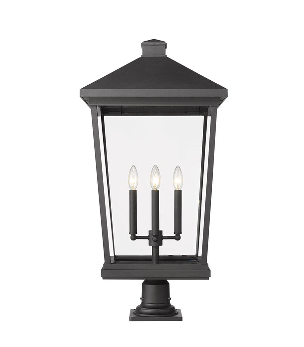 Outdoor Pier Mounted Fixture Z-Lite 568PHXXLR-533PM-BK Black Beacon 4 Light Outdoor Pier Mounted Fixture Z-Lite