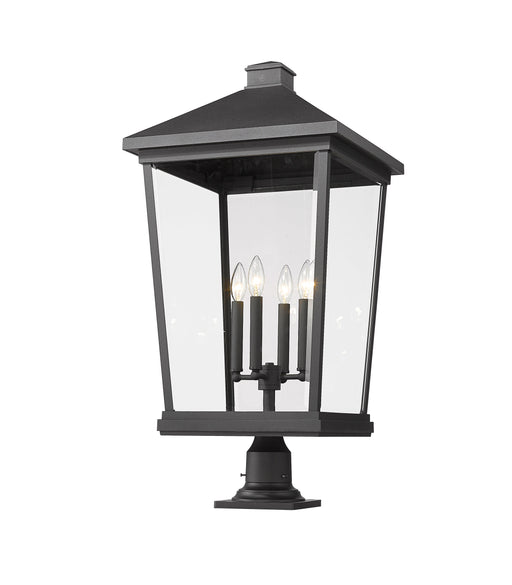 Outdoor Pier Mounted Fixture Z-Lite 568PHXXLR-533PM-BK Black Beacon 4 Light Outdoor Pier Mounted Fixture Z-Lite