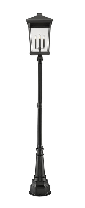 Outdoor Post Mounted Fixture Z-Lite 568PHXXLR-564P-BK Black Beacon 4 Light Outdoor Post Mounted Fixture Z-Lite