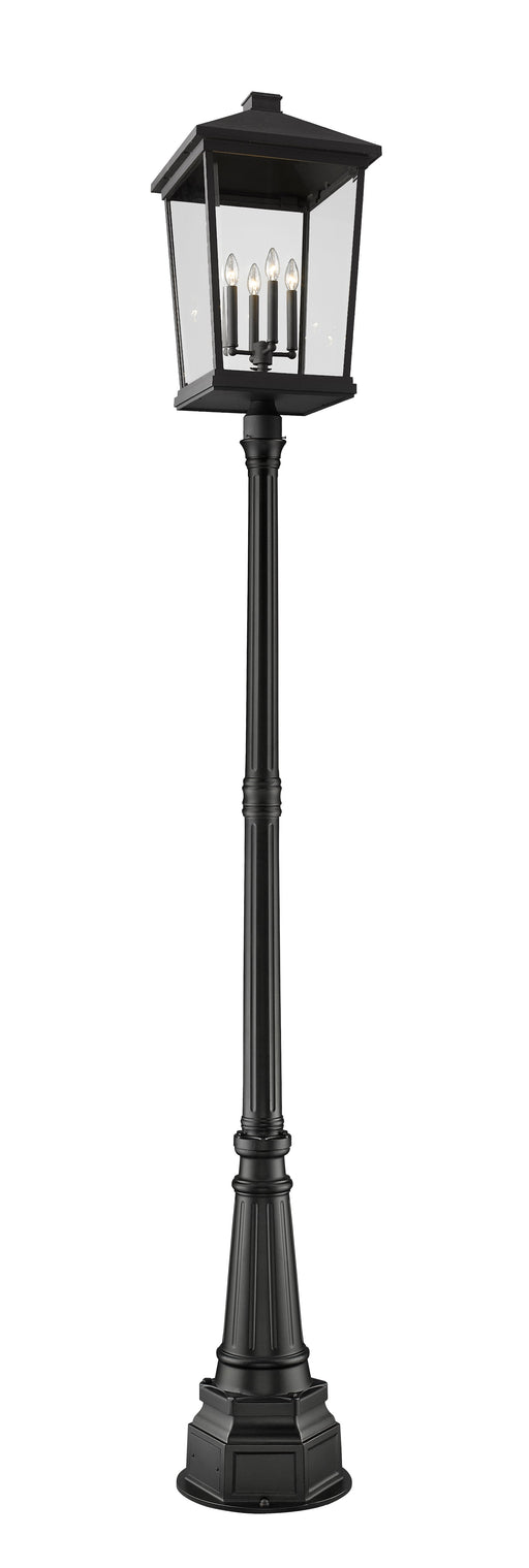 Outdoor Post Mounted Fixture Z-Lite 568PHXXLR-564P-BK Black Beacon 4 Light Outdoor Post Mounted Fixture Z-Lite