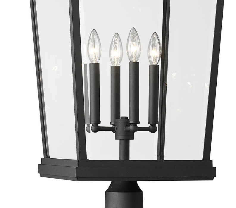 Outdoor Post Mounted Fixture Z-Lite 568PHXXLR-564P-BK Black Beacon 4 Light Outdoor Post Mounted Fixture Z-Lite