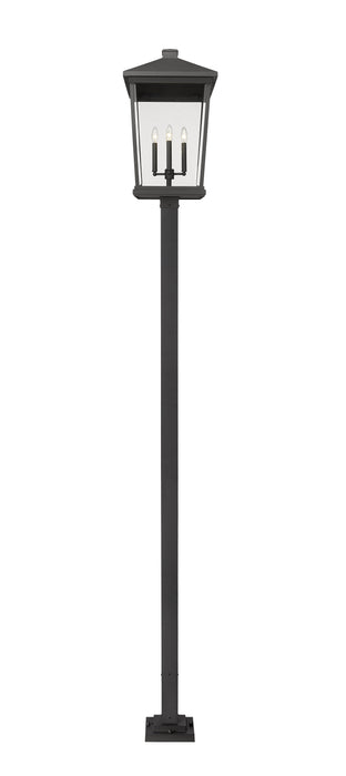 Outdoor Post Mounted Fixture Z-Lite 568PHXXLS-536P-BK Black Beacon 4 Light Outdoor Post Mounted Fixture Z-Lite
