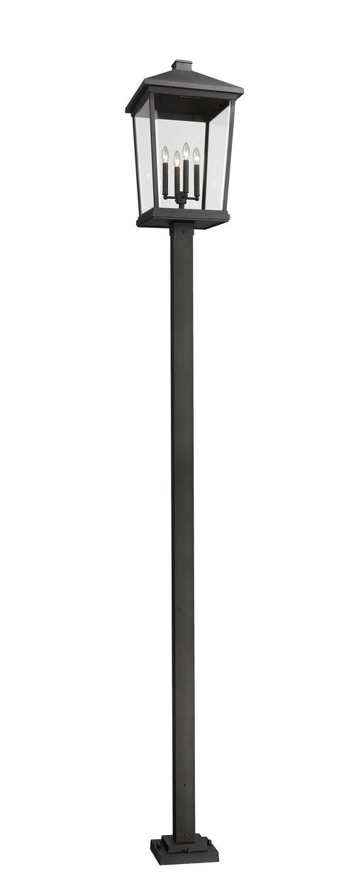Outdoor Post Mounted Fixture Z-Lite 568PHXXLS-536P-BK Black Beacon 4 Light Outdoor Post Mounted Fixture Z-Lite