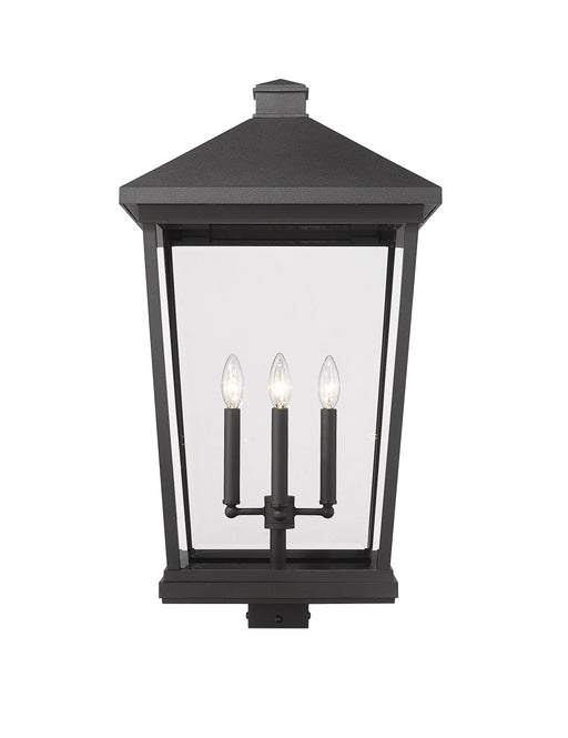 Outdoor Post Mount Fixture Z-Lite 568PHXXLS-BK Black Beacon 4 Light Outdoor Post Mount Fixture Z-Lite