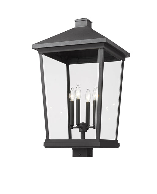 Outdoor Post Mount Fixture Z-Lite 568PHXXLS-BK Black Beacon 4 Light Outdoor Post Mount Fixture Z-Lite