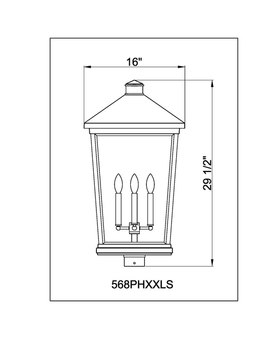 Outdoor Post Mount Fixture Z-Lite 568PHXXLS-BK Black Beacon 4 Light Outdoor Post Mount Fixture Z-Lite