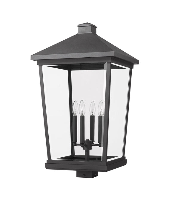 Outdoor Post Mount Fixture Z-Lite 568PHXXLS-BK Black Beacon 4 Light Outdoor Post Mount Fixture Z-Lite