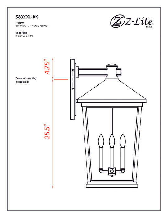 Outdoor Wall Light Z-Lite 568XXL-BK Black Beacon 4 Light Outdoor Wall Light Z-Lite