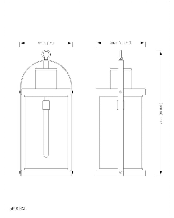 Outdoor Chain Mount Ceiling Fixture Z-Lite 569CHXL-BK Black Roundhouse 1 Light Outdoor Chain Mount Ceiling Fixture Z-Lite