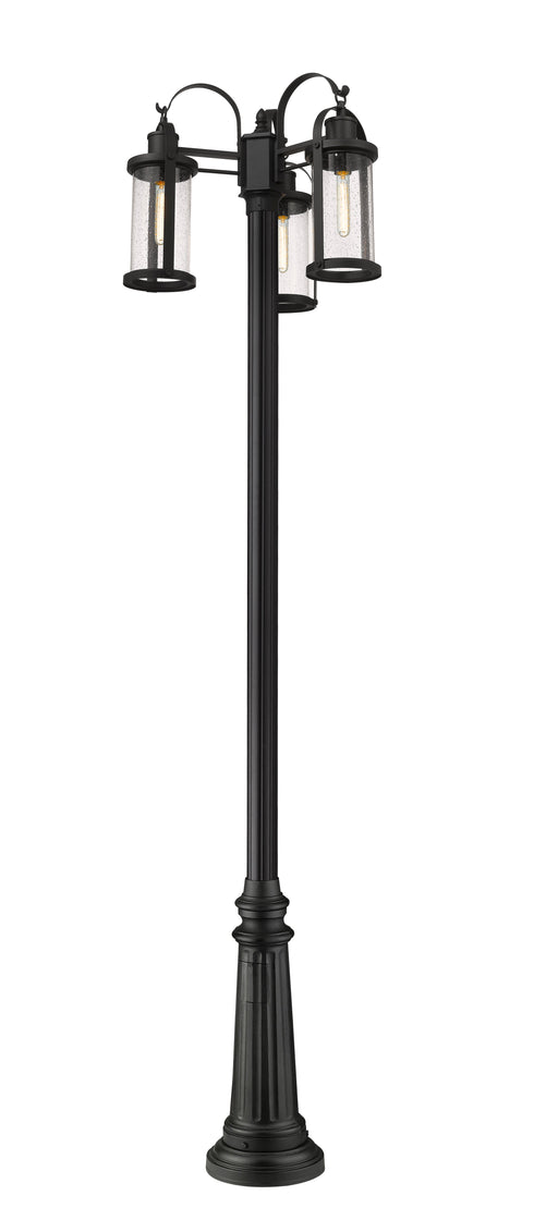 Outdoor Post Mounted Fixture Z-Lite 569MP3-511P-BK Black Roundhouse 3 Light Outdoor Post Mounted Fixture Z-Lite