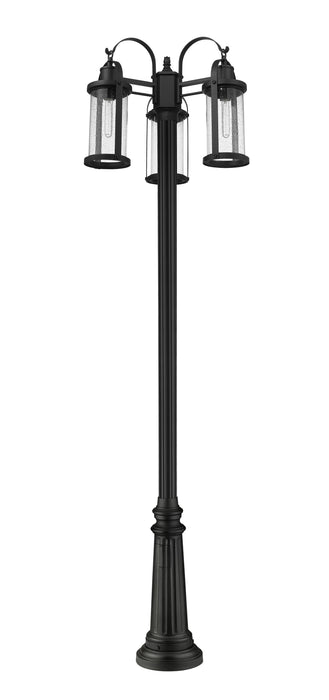 Outdoor Post Mounted Fixture Z-Lite 569MP3-511P-BK Black Roundhouse 3 Light Outdoor Post Mounted Fixture Z-Lite
