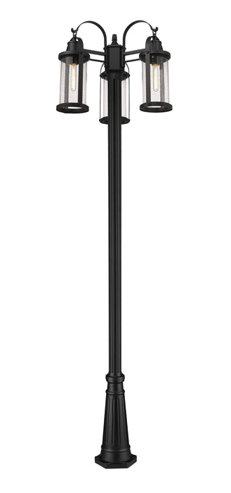 Outdoor Post Mounted Fixture Z-Lite 569MP3-519P-BK Black Roundhouse 3 Light Outdoor Post Mounted Fixture Z-Lite