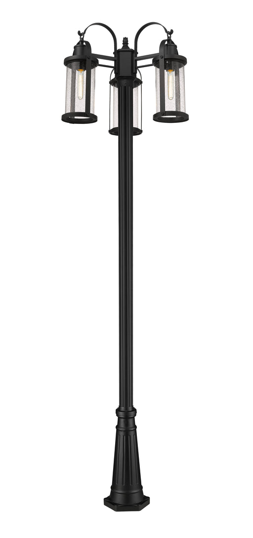 Outdoor Post Mounted Fixture Z-Lite 569MP3-519P-BK Black Roundhouse 3 Light Outdoor Post Mounted Fixture Z-Lite