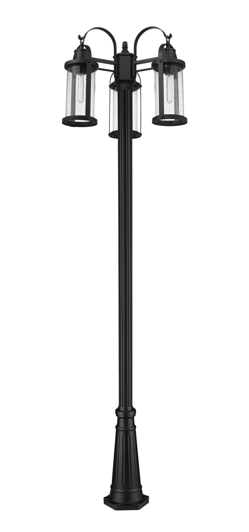 Outdoor Post Mounted Fixture Z-Lite 569MP3-519P-BK Black Roundhouse 3 Light Outdoor Post Mounted Fixture Z-Lite